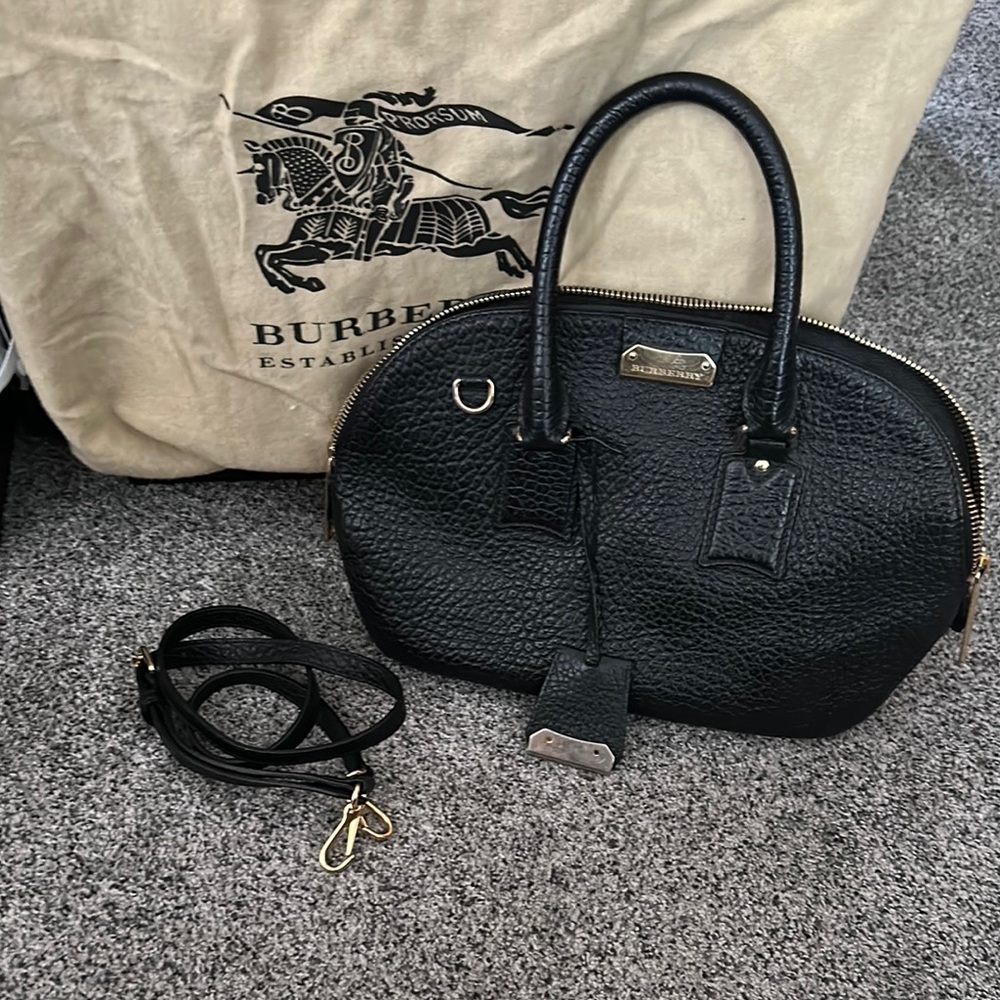 Burberry Black Textured Leather Satchel